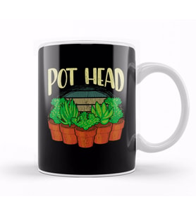 Funny Pot Head Gardening & Plant Obsessed Pun Kupa Bardak Porselen