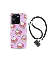 Vivo Y35 Kılıf Ipli Boyun Askılı Desenli Silikon Unicorn Donut 1417