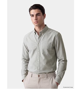 LCWAIKIKI Classic Yeşil Regular Fit Çizgili Gabardin Erkek Gömlek