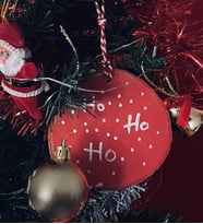 Yılbaşı Ağacı Süsü  "Ho! Ho! Ho!"  Ahşap El Yapımı Kütük Dilimi