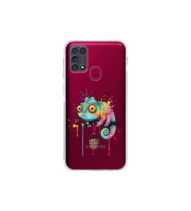 Samsung Galaxy M31 ile Uyumlu Splash Bukalemun Tasarımlı Şeffaf Silikon Kılıf