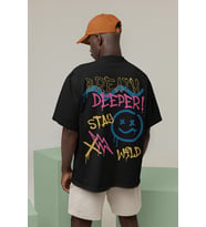 Breath Deeper Yazılı Unisex Oversize Tasarım Tişört