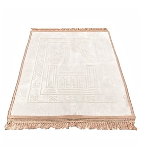 Lüks Kadife Peluş Seccade Krem 70 x 110 cm - 750 gr