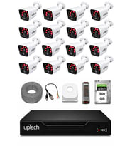 UPTECH 16 Kameralı Güvenlik Kamera Seti 2MP 1080P Full HD 6 Atom LED Gece Görüşlü 500GB HDD 5525