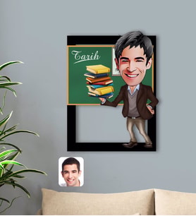 BK Gift Kişiye Özel Erkek Tarih Öğretmeni Karikatürlü 3D Ahşap Tablo-1