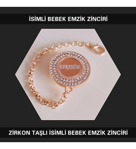 Sahi Aksesuar İsimli Zirkon Taşlı Bebek Emzik Zinciri TYBEZYI158