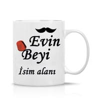 Kişiye Özel İsimli  Evin Beyi Tasarım Kahve Çay Kupa Bardak-K5010