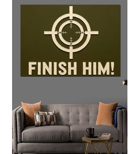 Hedef Tahtası Finish Him Dekoratif Kanvas - Mdf Ahşap Tablo