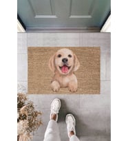 Dormot Modern Baskı - Yavru Golden - Karşılama Kapı Önü Paspası (Bej)