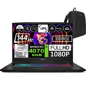 MSI KATANA 15 Intel Core i7 13620H 64GB 512GB SSD RTX4070 (105W)8GB Windows 11 Pro 15.6" FHD IPS 144Hz Taşınabilir Bilgisayar B13VGK2023XTRWP09 + Zetta Çanta