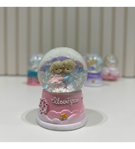 Sevgili Çift Işıklı Mini Boy Kar Küresi Tky0378 (Pudra Pembe)