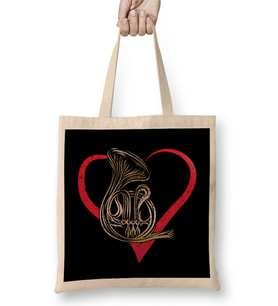 Instrumentalist Musician Hornist French Horn Heart Music Loves Gift Bez Çanta Uzun Saplı