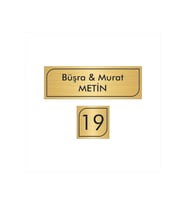KAPI İSİMLİĞİ KAPI NUMARASI GOLD METAL ÜZERİ SİYAH YAZI