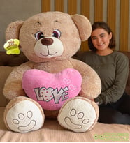 Sevdam Hediyelik Dev LOVE Kalpli Sevimli Hollywood Ayıcık 130 cm (Kahverengi)