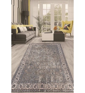 Dijital Kaymaz Taban Yıkanabilir Modern Renkli Salon Halısı Mutfak Halısı Yolluk ND-HT-250 (Mavi)