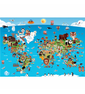 Anatolian Puzzle 260 Parça Karikatür Dünya Haritası 3338