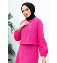 İsadora Süs Detaylı Etekli Tesettür Takım 413 - Pembe