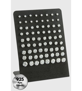 Tek Taş 925 Ayar Gümüş Küpe 72 Adet