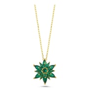Yeşil Taşlı Lotus Altın Kaplama Kolye  KLY21 (Gold)