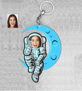 Kişiye Özel Astronot Erkek Ahşap Anahtarlık-3