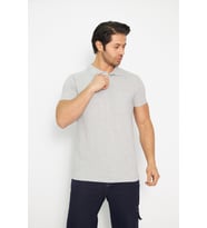 T-shirt Polo Yaka Kısakol %100 Pamuk Cepli Gri
