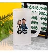 Kişiye Özel Süper Kahraman Sevgililer Karikatürlü Bira Bardağı