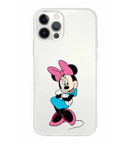 Apple iPhone 12 Pro Uyumlu Kapak Minnie Mouse Tasarımlı Şeffaf Silikon Kılıf
