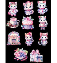 Sevimli Kedicik Sticker Set 1 11 Parça Telefon, Tablet, Defter, Laptop Sticker