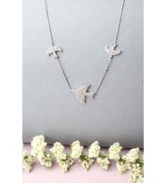 Kuş Kolye Kırlangıç Gümüş Zirkon Taşlı 925 Ayar Kolye (Silver)