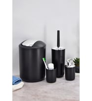 4'lü Siyah, Banyo Aksesuar Seti, Çöp Kovası Seti - Brazil Model