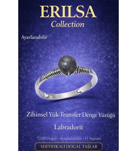 Sertifikalı Zihinsel Yük Transfer Denge Yüzüğü – Labradorit Ayarlamalı İnce Kasa Kova Akrep Yay Burç (Çok Renkli)