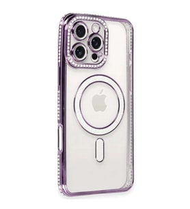 İphone 16 Pro Kılıf Joke Simli Magneticsafe Kılıf - Derin Mor