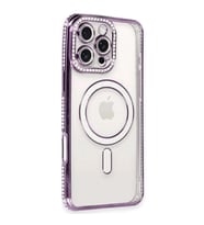 İphone 16 Pro Kılıf Joke Simli Magneticsafe Kılıf - Derin Mor