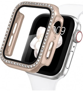 Apple Watch İle Uyumlu 2-3-4-5-6-se 7 8 9 İle Uyumlu 40 Mm Özel Üretim Işıltılı Lüks Şık Darbe Emici Zarif Elmas Taşlı Kasa Ve Ekran Koruyucu Kılıf İnci