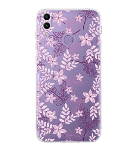 Huawei Honor 8c  Kamera korumalı Kapak Floral Pudra Tasarımlı  Şeffaf Kılıf