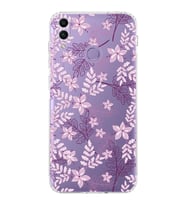 Huawei Honor 8c  Kamera korumalı Kapak Floral Pudra Tasarımlı  Şeffaf Kılıf