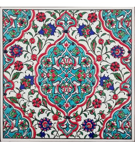 Armada Çini 20x20 Cm ED 307 Turkuaz İznik Rumi El dekoru Çini Pano