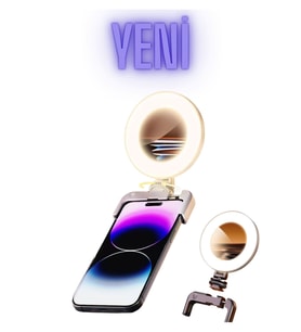 Kompakt LED Selfie Işığı, Soğuk/Sıcak Ayarlı, Aynalı, 12.2cm Büyük Tasarım (Füme)