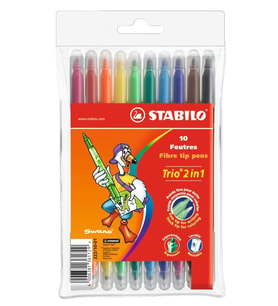 Stabilo Trio 2in1 Çift Uçlu Keçeli Kalem 10 Renk 222/10-01