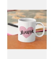 Black Pink Pembe Kalpli Kupa Bardak (Beyaz)