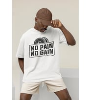No Pain No Gain Gym Fitness Temalı Oversize Unisex Tişört