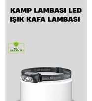 Şarjlı Led Kafa Feneri  4 Modlu Akıllı Sensörlü Far  Su Geçirmez Ipx5 Kamp Ve Balıkçı Lambası