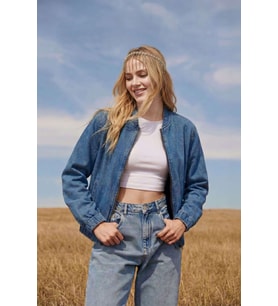 Kadın Mavi Bomber Denim Ceket