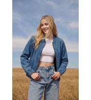 Kadın Mavi Bomber Denim Ceket