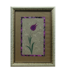 e38 EL İŞÇİLİĞİ EBRU ZEMİNLİ LALE EBRU TABLO - 34*46 CM - 6552