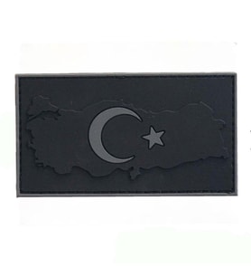 Single Sword Bayrak Plastik Kabartma Haritalı Patch - Peç SİYAH
