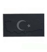 Single Sword Bayrak Plastik Kabartma Haritalı Patch - Peç SİYAH