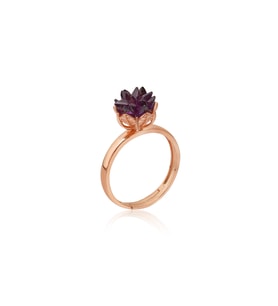 Lotus Çiçeği Yüzük - Rose Gold Kaplama - 925 Ayar Gümüş Yüzük