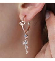 Melek Figürlü Rose Gold Kaplama Gümüş Charm Küpe