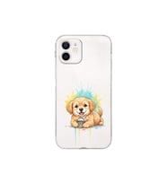 iPhone 12 ile Uyumlu Splash Köpek Tasarımlı Şeffaf Silikon Kılıf